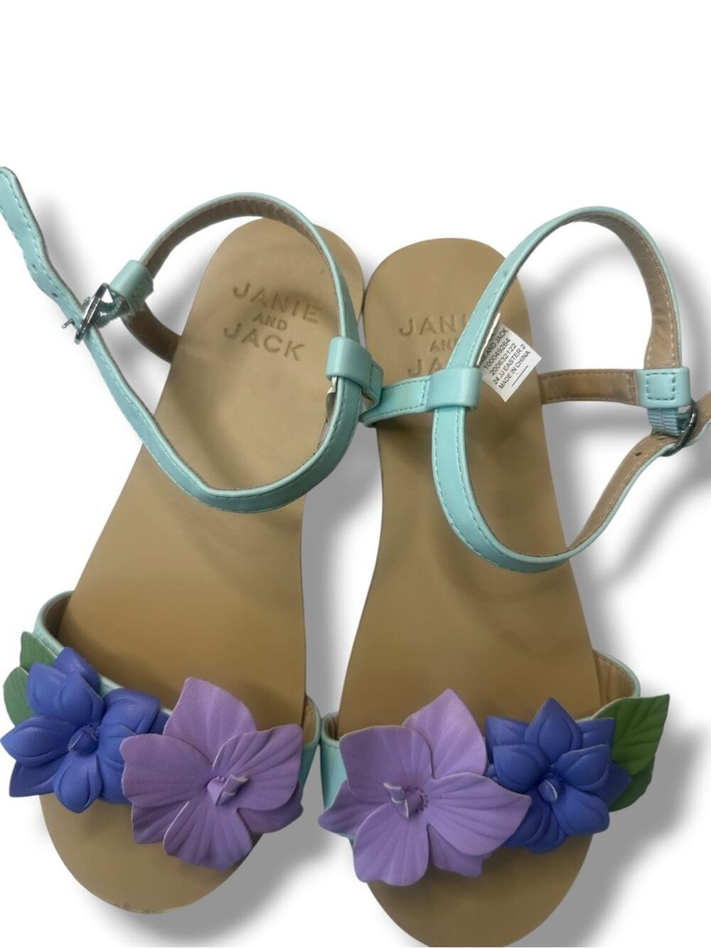 Janie and Jack - Flower Petal Sandal in Mint - Girls Size 3